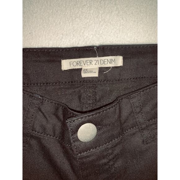 Forever 21 Skinny Jeans Womens 28 Black Stretch Low Rise Denim Jeans Marked 24 - Picture 1 of 12